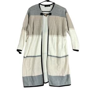 Ivanka Trump Womens Sweater Cardigan Beige Multicolored Cape Monochromatic XS